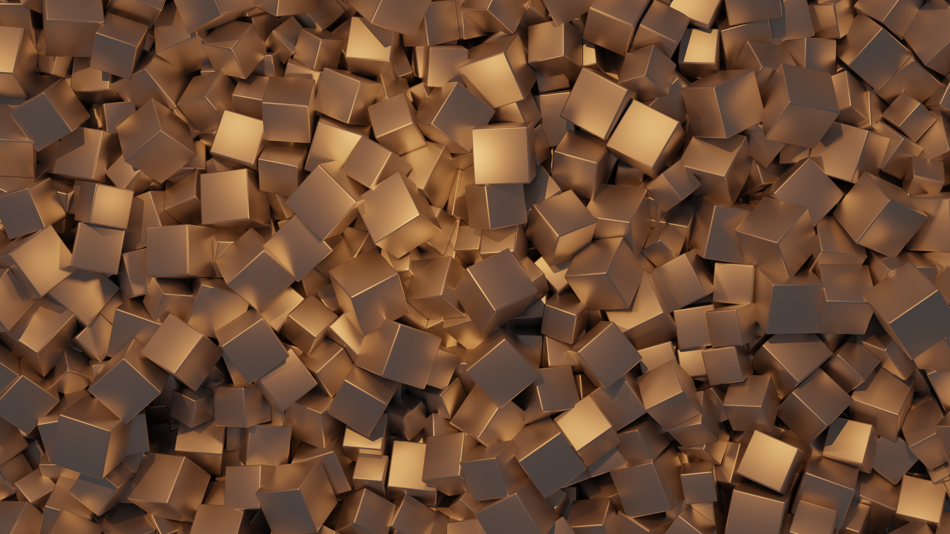 3D cubes Golden background