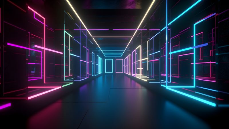 Neon Glowing Colorful Corridor
