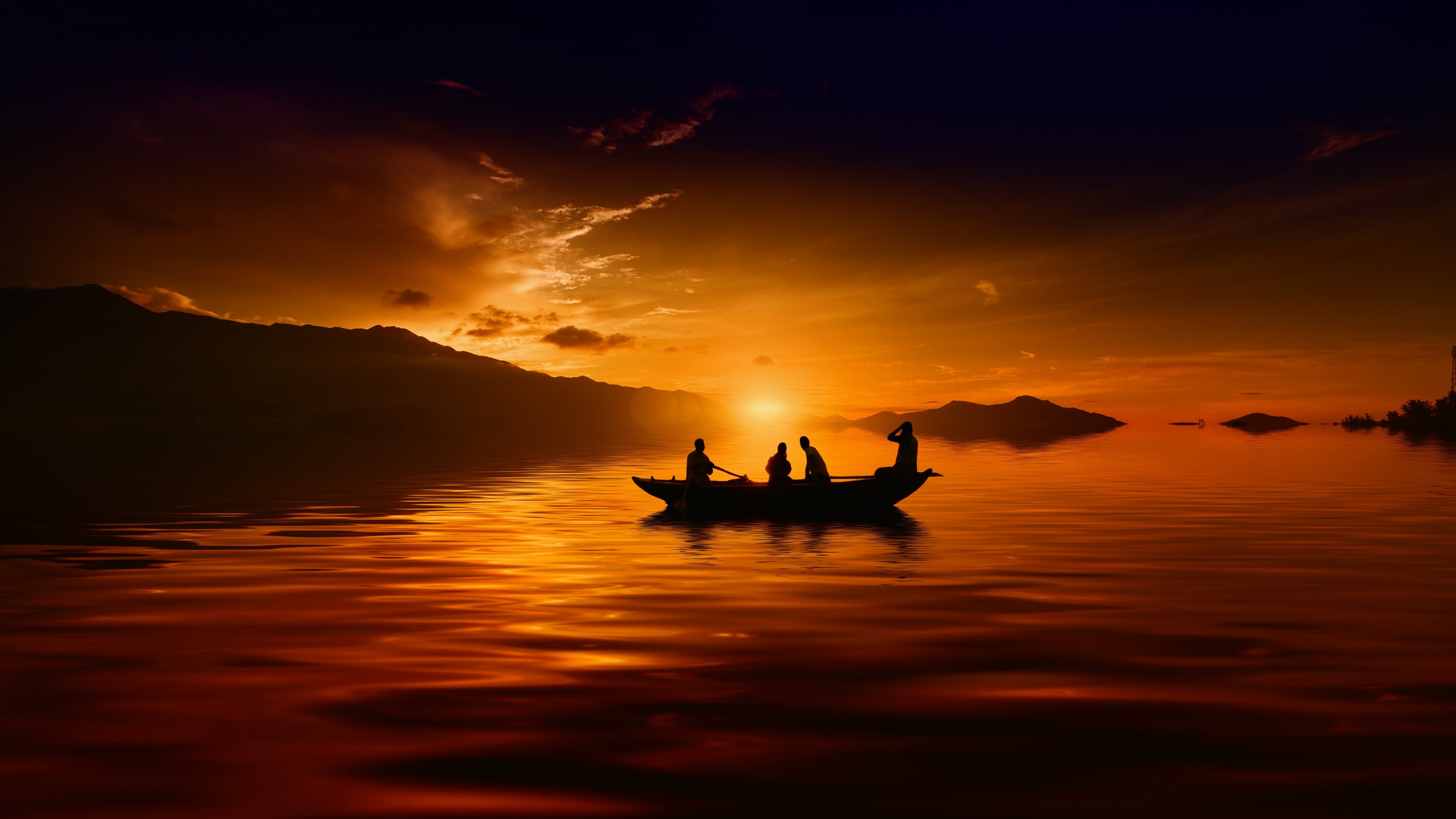 Sunset Boat Silhouette