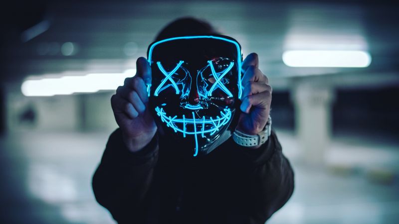 Neon Mask Blue Lights