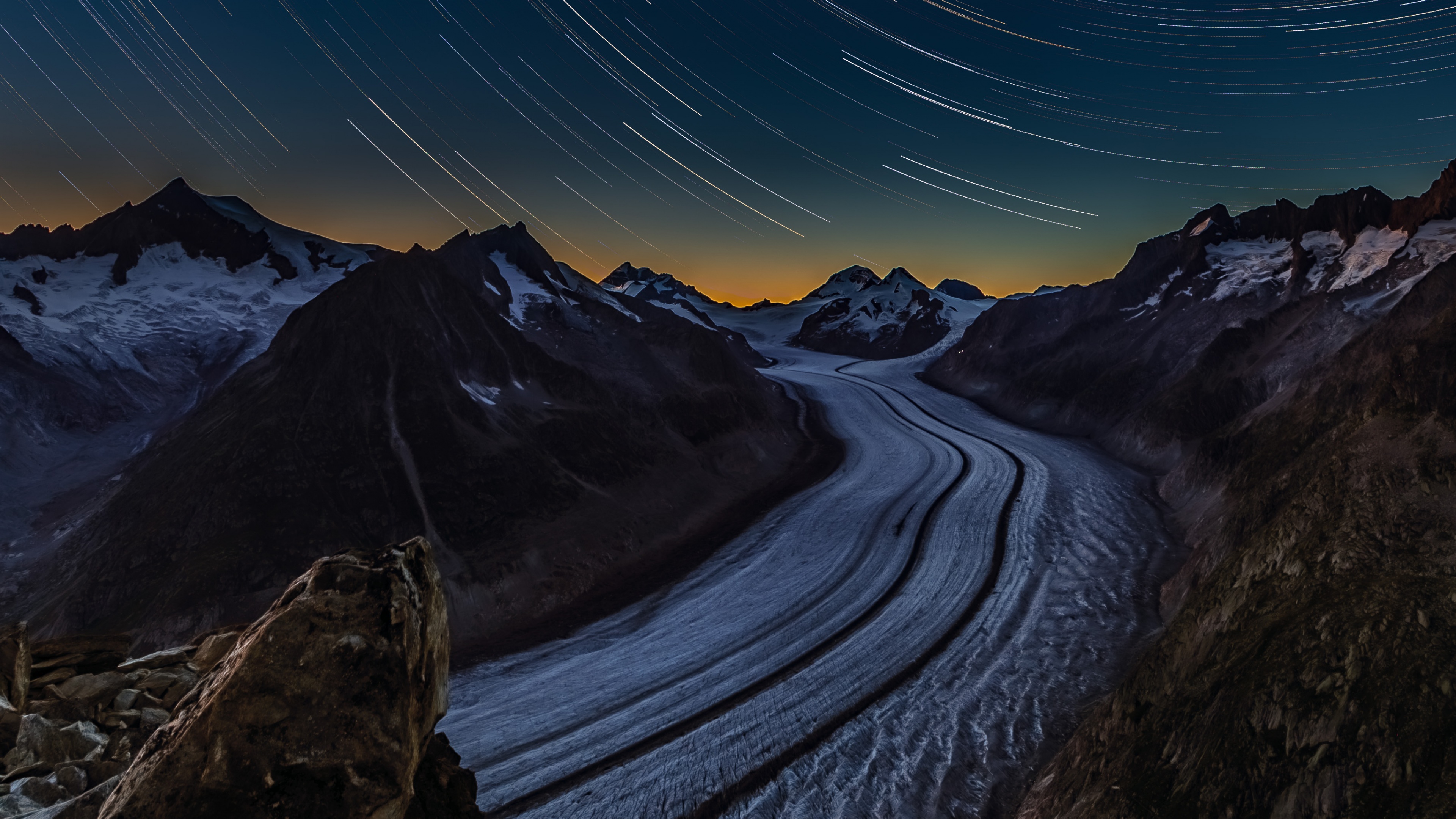 Aletsch Glacier Star Trails