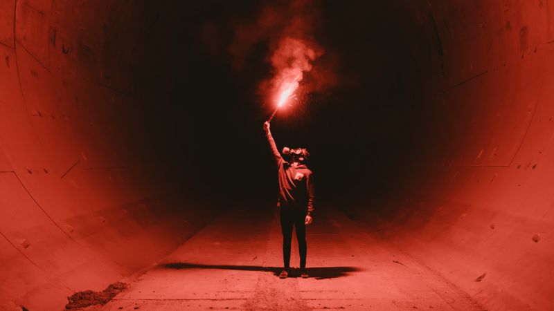 Red Flare Smoke Tunnel